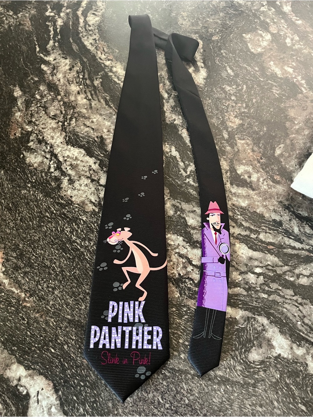 Pink Panther Black Novelty Tie - Pink Panther Design